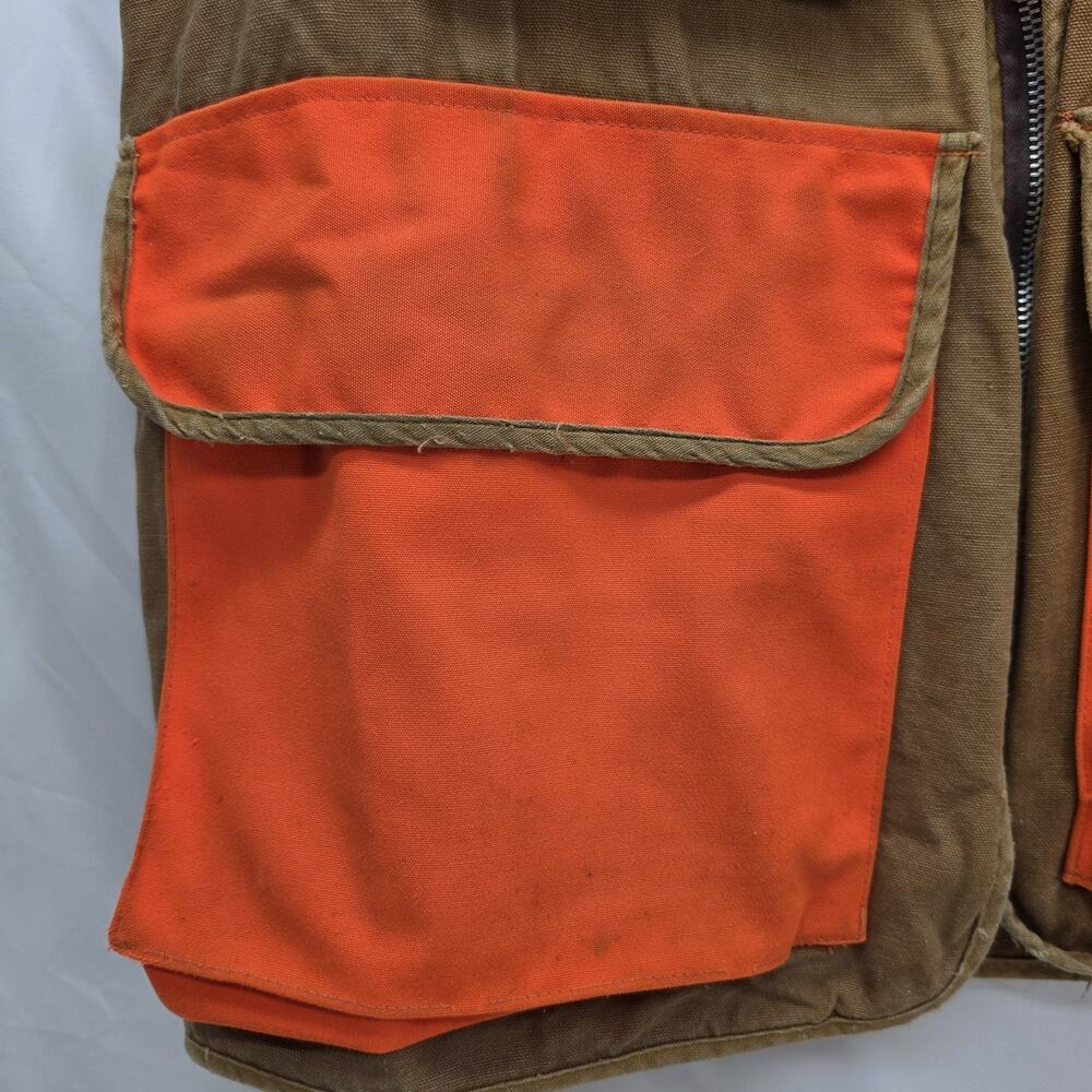Vintage SafTBak Hunting Vest Blaze Orange Canvas Game Pockets USA - Picture 3 of 15
